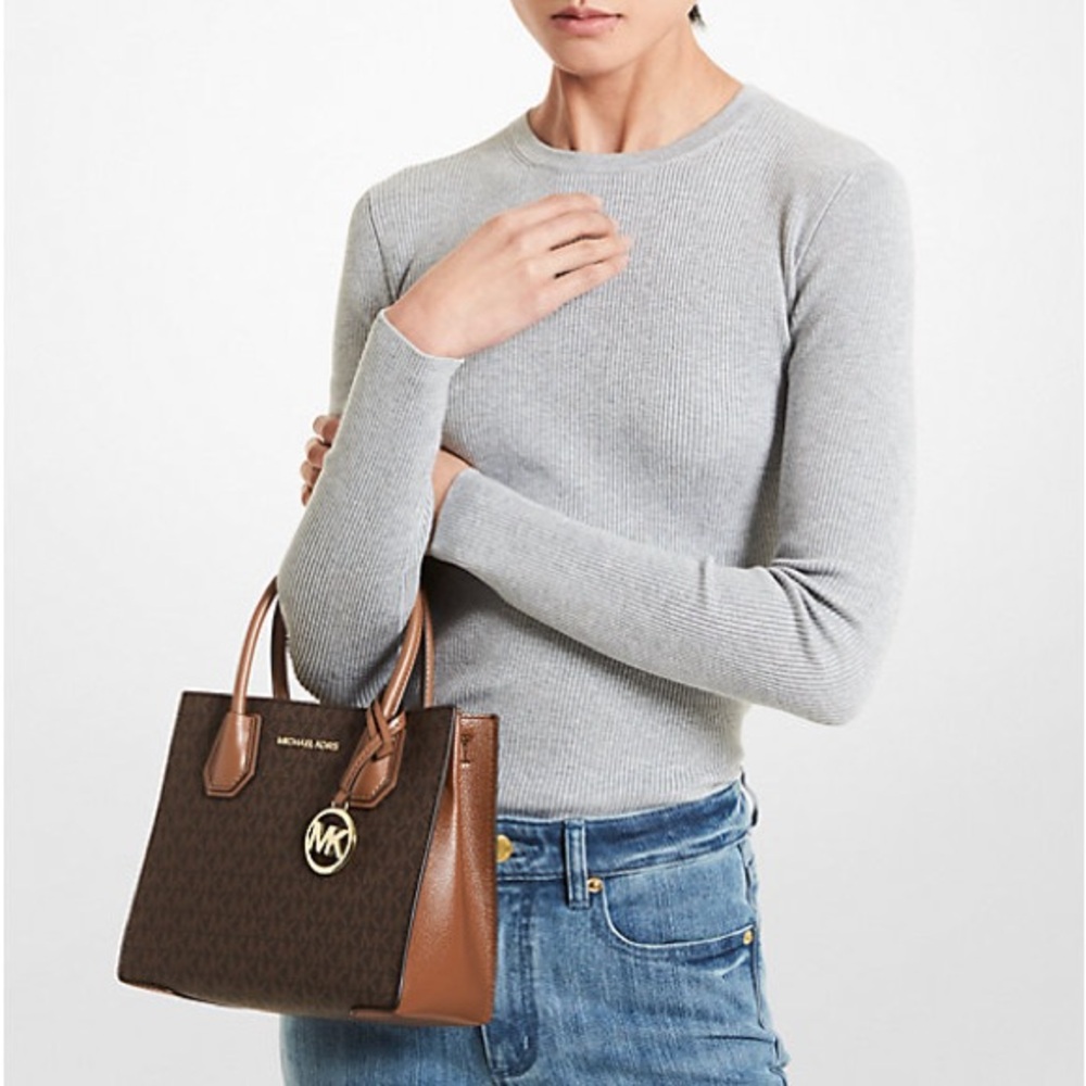 Michael Kors Mercer Medium Logo and Leather Accordion Crossbody Bag - Picture 3 of 6